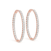14K Rose Gold Diamond Inside Out Hoop Earrings