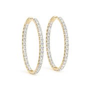 14K Yellow Gold Diamond Inside Out Hoop Earrings