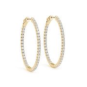 14K Yellow Gold Diamond Inside Out Hoop Earrings