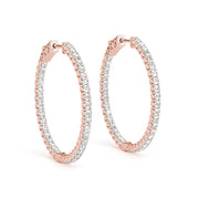 Rose Gold Diamond Inside Out Hoop Earrings 1/4 ctw