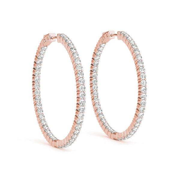 Rose Gold Diamond Inside Out Hoop Earrings 1/2 ctw