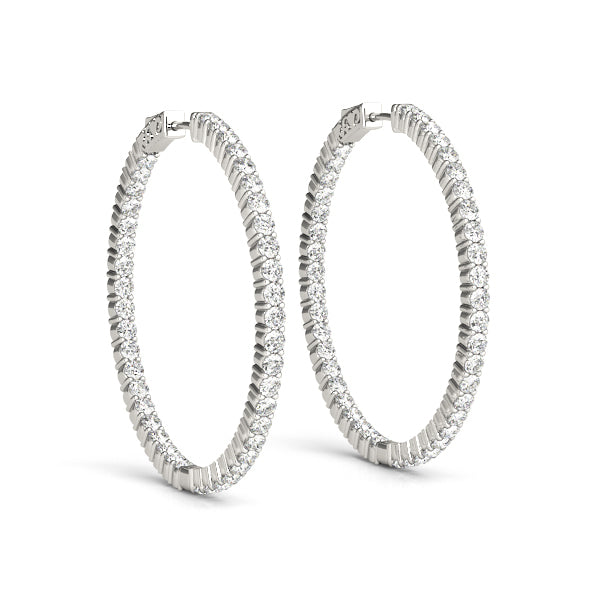 Diamond Inside Out Hoop Earrings in Multiple Metals