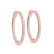 14K Rose Gold Diamond Inside Out Hoop Earrings