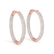 14K Rose Gold Diamond Inside Out Hoop Earrings