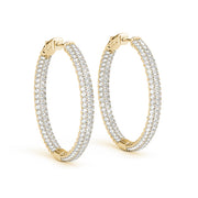 14K Yellow Gold Diamond Inside Out Hoop Earrings
