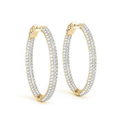 14K Yellow Gold Diamond Inside Out Hoop Earrings