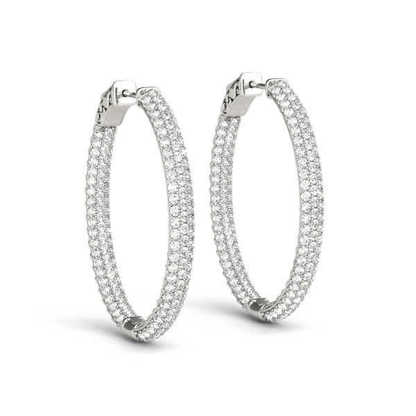 Diamond Inside Out Hoop Earrings in Multiple Metals