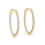 14K Yellow Gold Diamond Inside Out Hoop Earrings