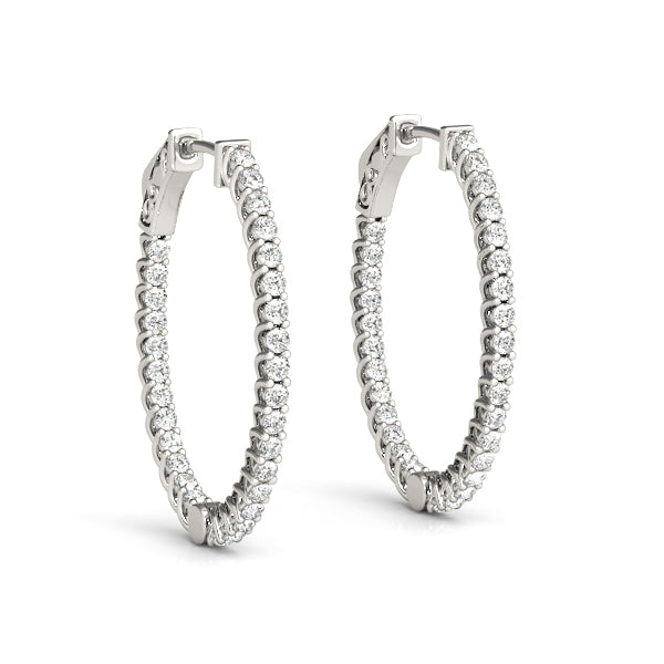 Diamond Inside Out Hoop Earrings in Multiple Metals