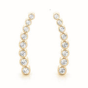 14K Yellow Gold Round Diamond Fashion Earrings