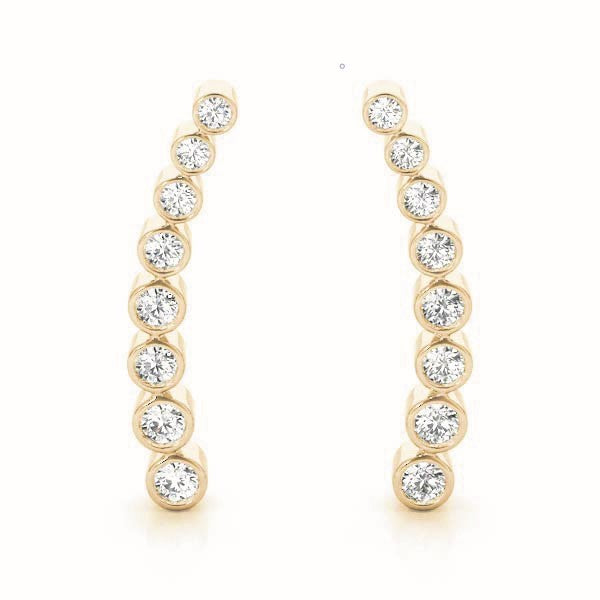 14K Yellow Gold Round Diamond Fashion Earrings