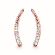 14K Rose Gold Round Diamond Climber Earrings