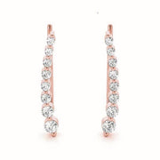 14K Rose Gold Round Diamond Climber Earrings