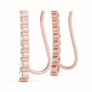 14K Rose Gold Round Diamond Climber Earrings