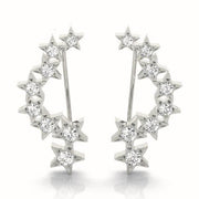 14K Gold Round Diamond Climber Earrings