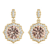 14K Yellow Gold Round Diamond Fashion Earrings