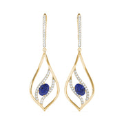 14K Yellow Gold Oval Diamond Drop Earrings