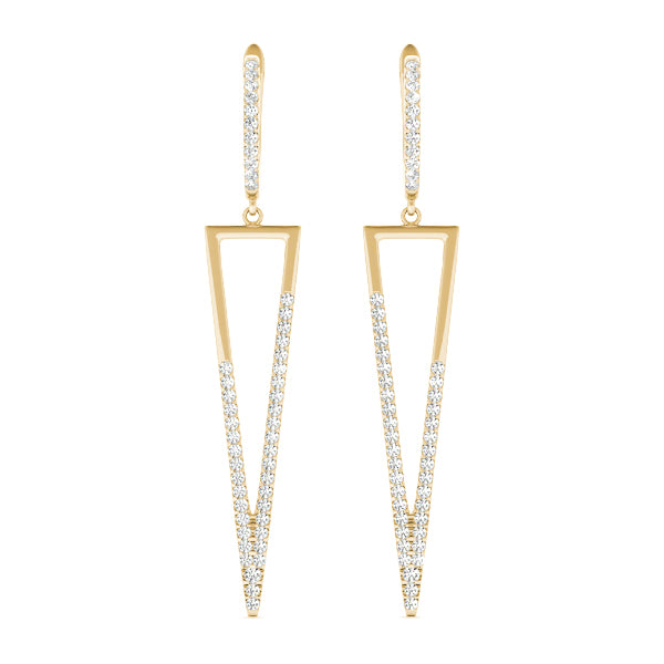 14K Yellow Gold Round Diamond Fashion Earrings