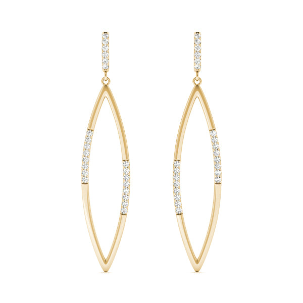 14K Yellow Gold Round Diamond Fashion Earrings