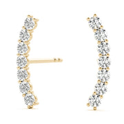 14K Yellow Gold Round Diamond Fashion Earrings