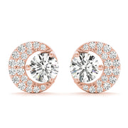 14K Rose Gold Round Diamond Fashion Earrings
