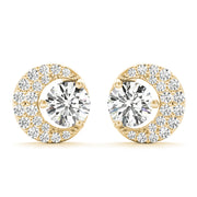 14K Yellow Gold Round Diamond Fashion Earrings