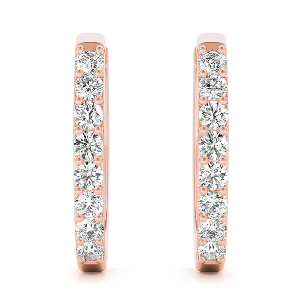 14K Rose Gold Diamond Fashion Hoop Earrings