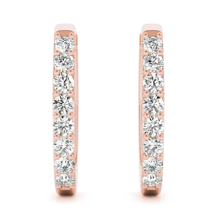 14K Rose Gold Diamond Fashion Hoop Earrings