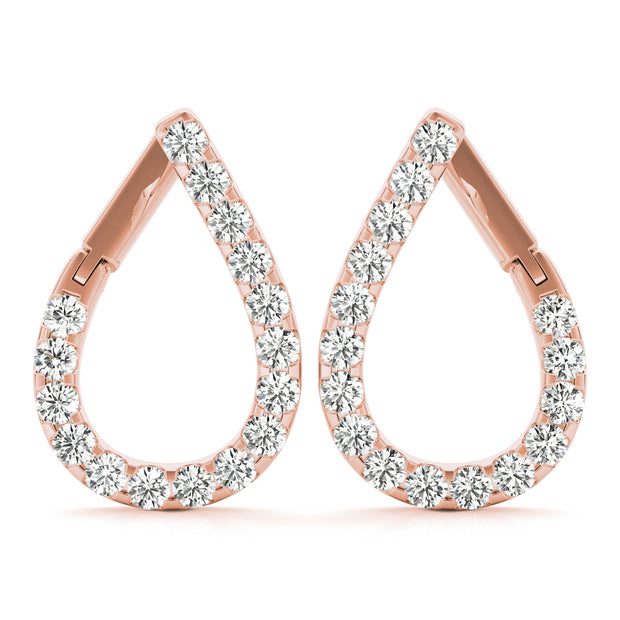 14K Rose Gold Round Diamond Fashion Earrings
