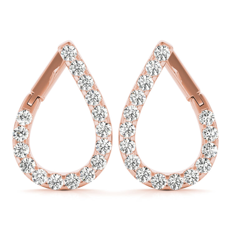 14K Rose Gold Round Diamond Fashion Earrings