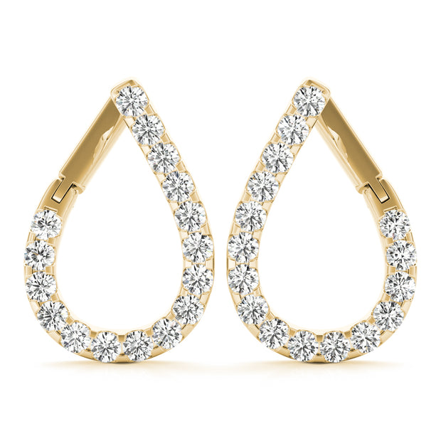 14K Yellow Gold Round Diamond Fashion Earrings