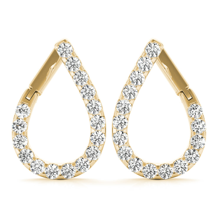 14K Yellow Gold Round Diamond Fashion Earrings