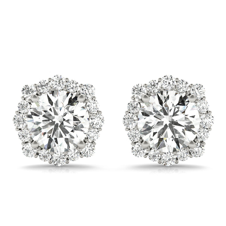 Round Diamond Halo Earrings