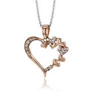 Heart Pendant in 14k Gold with Diamonds