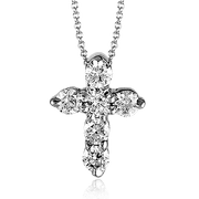 ZP263 Cross Pendant in 14k Gold with Diamonds