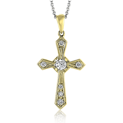 ZP372 Cross Pendant in 14k Gold with Diamonds