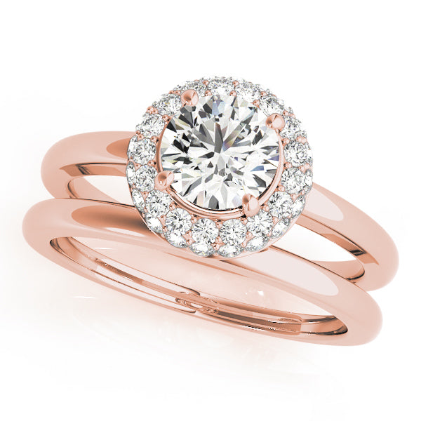 14K Rose Gold 1 CT Diamond Halo Engagement Ring