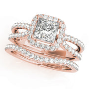18K Rose Gold 1.16 ctw Diamond Halo Engagement Ring