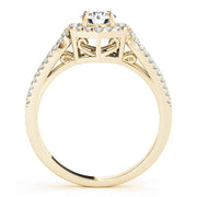 14K Yellow Gold Round Diamond Halo Engagement Ring