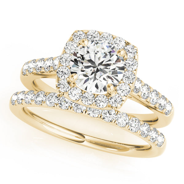 18K Yellow Gold 1.5ctw Round Diamond Halo Ring