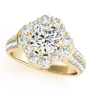 18K Yellow Gold 2 CT Diamond Halo Engagement Ring