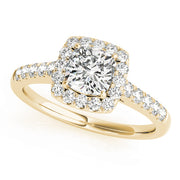 14K Yellow Gold Cushion Diamond Engagement Ring