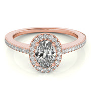 Rose Gold 0.5 ctw Oval Diamond Halo Engagement Ring