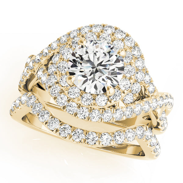 18K Yellow Gold 1 ct Diamond Halo Engagement Ring