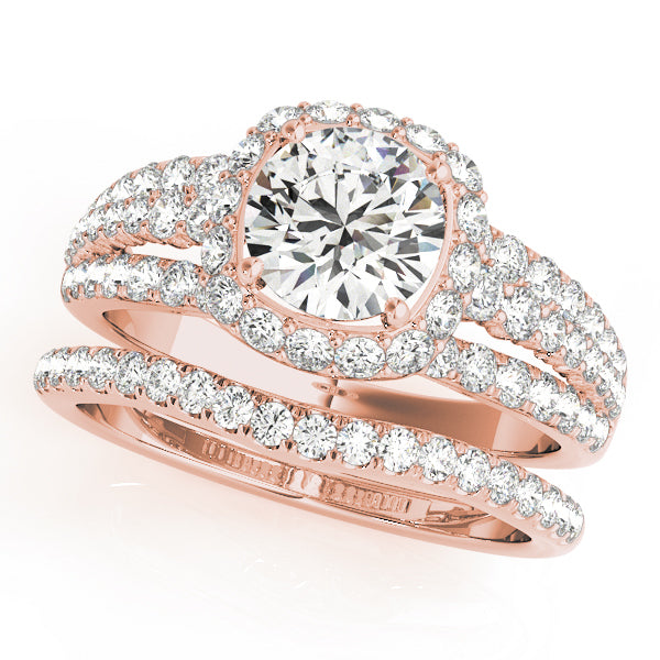 14K Rose Gold Diamond Halo Engagement Ring 1.88ctw