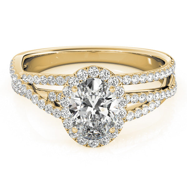 14K Yellow Gold Round Diamond Halo Ring