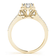 14K Yellow Gold Round Diamond Halo Engagement Ring