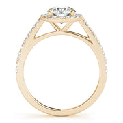 14K Yellow Gold Round Diamond Halo Engagement Ring