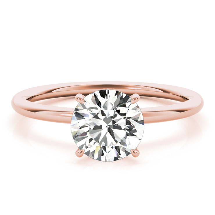 14K Rose Gold Round Diamond Halo Engagement Ring