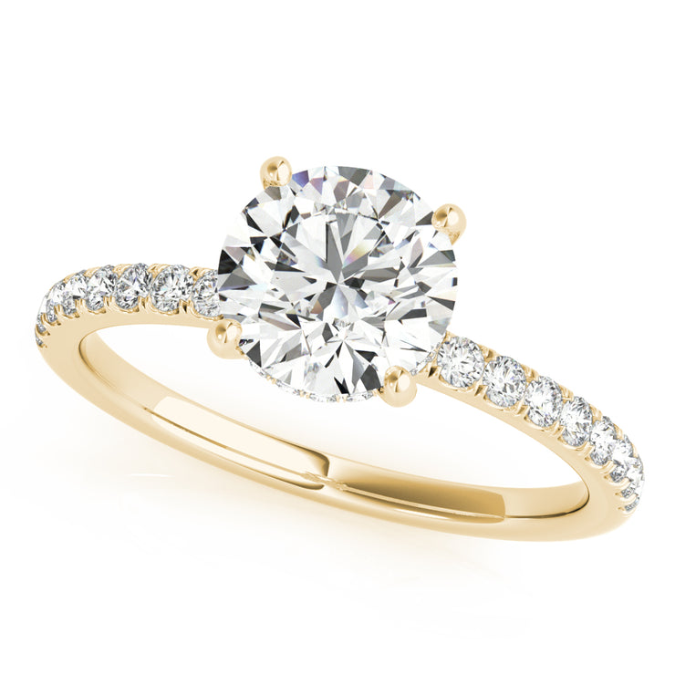 14K Yellow Gold Round Diamond Halo Engagement Ring